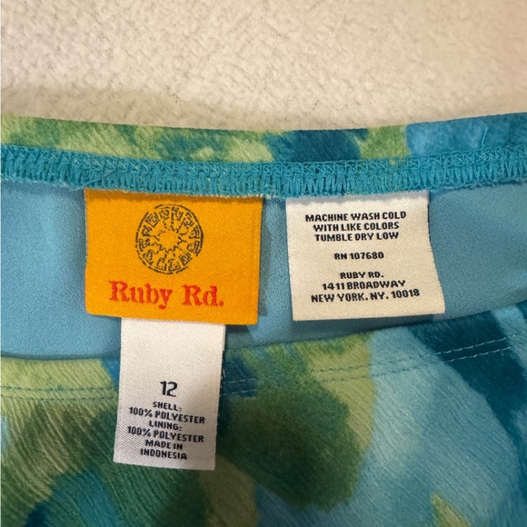 Ruby Rd. Floral Blue and Green Women's Skirt - Picture 3 of 6